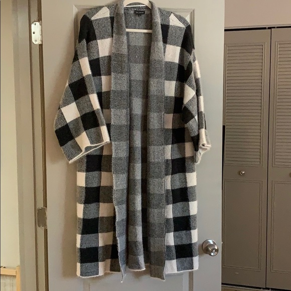 buffalo plaid long cardigan